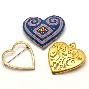 NAPIER Unique VINTAGE Brooch Lot Estate Jewelry 💛HEARTS💛Pin Pendant Lapel✨G007